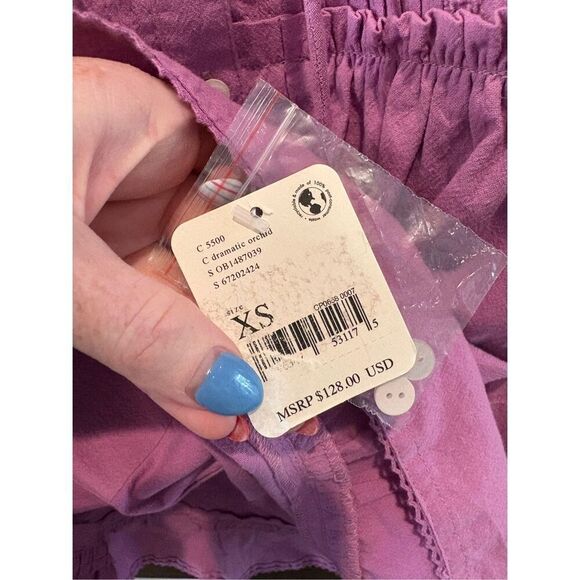 NWT Free People Desert Days Mini Dress In Dramatic Orchid Size XS MSRP $128 - Picture 7 of 9